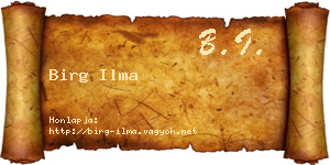 Birg Ilma névjegykártya